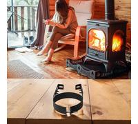 Supporto regolabile per canna fumaria in acciaio inox per diametro di 150 mm, staffa di supporto per montaggio a parete per tubo della canna fumaria della stufa, compatibile con 15 cm, nero (15 cm)