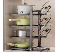 Supporto regolabile per coperchio e griglia, organizer salvaspazio da cucina per pentole, padelle e teglie da forno