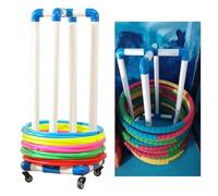 Supporto regolabile per hula hoop per bambini, portatile, con ruote, organizer salvaspazio per sale giochi e palestre