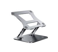 Supporto regolabile per laptop con base girevole, rialzo ergonomico per computer, supporto pieghevole in robusto alluminio ventilato per dispositivi
