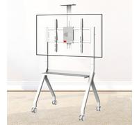 Supporto Regolabile per Lavagna interattiva Verticale, Supporto Mobile per TV con Ruote bloccabili, Altezza Regolabile per Ufficio, Aula, casa - Argento