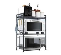 Supporto regolabile per microonde, scaffale da cucina a 3 ripiani con ganci, mensola salvaspazio per microonde, tostapane, bar, organizer essenziale da cucina
