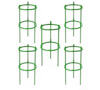 Supporto regolabile per piante per pomodori ad anello per vasi, gabbia per pomodori in ABS verde per orti in vaso, supporto per vite rampicante e stelo per fiori (5 pezzi)