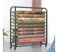 Supporto Regolabile per Rotoli di Tessuto Commerciale con Ruote frenabili, Organizer in Acciaio Resistente per Vinile, Pelle, pellicole per finestre e Carta da Parati - 10 aste, Mobile e Ver