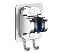 Supporto regolabile per soffione doccia con gancio per bagno, installazione con foro, materiale ABS, dimensioni 125 x 80 mm, nero/argento/grigio (argento)