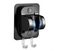 Supporto regolabile per soffione doccia con gancio per bagno, installazione con foro, materiale ABS, dimensioni 125 x 80 mm, nero/argento/grigio (nero)