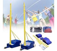Supporto Rete Badminton Portatile, Pali Pallavolo per Interni ed Esterni con Base Riempibile, Set Reti Pallavolo Resistenti, Altezza Regolabile 5.1-6,89Piedi, per Campi Sportivi da Giardino