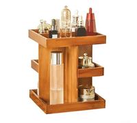 Supporto rotante in legno per colonia da uomo, con 3 ripiani e 9 scomparti per contenere profumi, orologi, occhiali da sole e accessori sul comò marrone (colore legno, quadrato)