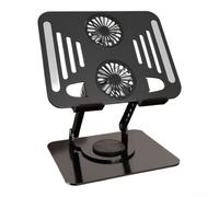 Supporto rotante per laptop con ventola, per costruzione in metallo resistente, per casa, ufficio e configurazione di gioco (nero)