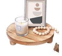 Supporto rotondo in legno vassoio decorativo rotondo organizzatore di | Espositore rustico su piedi per vaso di piante, candela, porta sapone, bagno, bancone da cucina, ingresso,