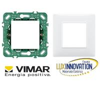 SUPPORTO SCATOLA ROTONDA E PLACCA BIANCA 2 MODULI VIMAR PLANA 14602 E 14642.01