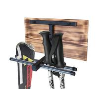 Supporto Sci Da Parete Per 2 Paia In Acciaio Legno Con Ganci Sci 30 Cm N4.2