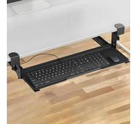 Supporto scorrevole per tastiera, supporto per scrivania, morsetto a C da posizionare sotto la scrivania, in acciaio laminato a freddo, funzione anti-caduta, perfetto per una postazione di lavoro