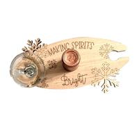 Supporto singolo in legno per vino - Porta bottiglie e bicchieri da 200 g, decorazione natalizia per ripiani da cucina | Conservazione di bottiglie e bicchieri da vino dal design resistente, 30 x 18