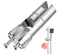 Supporto Soffione Doccia per Barra per Saliscendi 19-28mm, Supporto Doccia Regolabile con 2 Ganci, Regolabile ABS Gancio Doccia Ricambio Porta per Soffione Doccia, Cromo, Argento