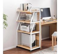 Supporto Stampante Mobile Contenitore Multistrato Carrello Porta Stampante con Parapetto Ripiano Portaoggetti Telaio in Acciaio da 20mm per Cucina(Natural,55 * 40 * 131cm)