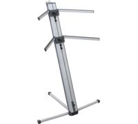 Supporto Stand Pianola Musicale Tastiera Stage Piano Doppio Ripiano Mic Argento