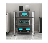 Supporto stereo AV con ripiani in vetro temperato, torre rack audio per lettore CD e ricevitore stereo, espositore per apparecchiature AV