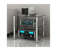 Supporto stereo AV con ripiani in vetro temperato, torre rack audio per lettore CD e ricevitore stereo, espositore per apparecchiature AV
