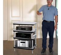 Supporto stereo per console per giradischi, scaffale angolare per centro intrattenimento con ripiani, supporto AV Media Rack Audio Tower Scaffale multimediale Ripiano audio-visivo