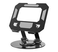 Supporto Tablet da Tavolo Pieghevole Regolabile in Metallo Nero,Girevole a 360°,Porta Cellulare per 4-16" iPad,Kindle,iPhone,Samsung,Porta Tablet Supporto Telefono Scrivania (Fondo Tondo)