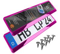 Supporto Targa Auto Rosa - Cromato Kfz Supporto 2 Pezzi