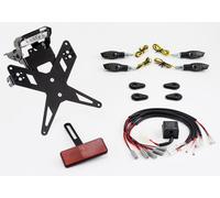 Supporto targa PROTECH completo con un set plug and play con 4 indicatori LED in acciaio inossidabile/alluminio rivestiti in polvere nera, nero