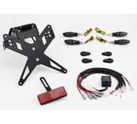 Supporto targa PROTECH completo con un set plug and play con 4 indicatori LED in acciaio inossidabile/alluminio rivestiti in polvere nera, nero