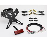 Supporto targa PROTECH completo con un set plug and play con 4 indicatori LED in acciaio inossidabile/alluminio rivestiti in polvere nera, nero