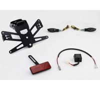 Supporto targa PROTECH set completo plug and play 125ccm con 2 indicatori LED in acciaio inossidabile/alluminio rivestiti in polvere nera, nero
