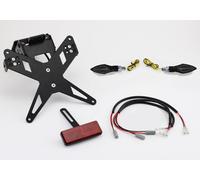 Supporto targhetta PROTECH completo con 2 indicatori LED in acciaio inossidabile/alluminio rivestiti in polvere nera, nero