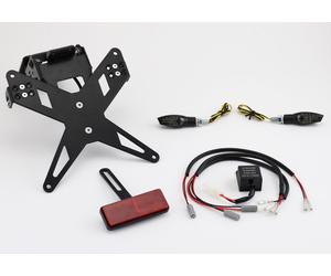 Supporto targhetta PROTECH completo con 2 indicatori LED in acciaio inossidabile/alluminio rivestiti in polvere nera, nero