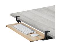 Relaxdays Supporto Porta Tastiera Estraibile da Scrivania, Prolunga Tavolo, 65x24cm, Estensione Mouse, Legno Naturale