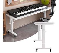 Supporto Tastiera Musicale Pianoforte Bianco Regolabile in Altezza, Supporto Mobile Moderno per Pianoforte con Ruote, Supporto per Tastiera Elettronica per Home Studio, Kit Universale(130cm (51 1/4"))