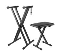 Supporto Tastiera Musicale,Sgabello Pianoforte Regolabile,Regolabile in Altezza,Doppio X-Frame Keyboard Stand Set di Sgabelli per Tastiera Pieghevole,Panchetta Imbottita Regolabila in 4 Posizioni