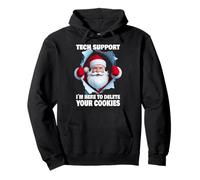 Supporto Tecnico Babbo Natale Cancella i Cookies Felpa con Cappuccio