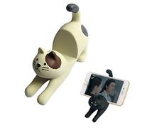 Supporto Telefono Durevole Portatile Phone Holder supporti Dock Telefono Supporto Smartphone Universale Tavolo Mini Supporto Tavolo Scrivania in Resina Porta Tavolino per Tablet Simpatico Cat (bianco)