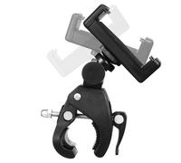 Supporto Telefono per Asta Microfonica Rotante, Nero ABS | Fissaggio Rapido a Morsetto, Orientabile, Clip e Bloccaggio Stabile, per Studio e Bici