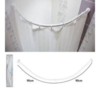 SUPPORTO TENDA DOCCIA ANGOLARE BIANCO BAGNO 90X90CM BASTONE ASTA TELAIO CURVO
