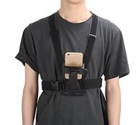 Supporto Toracico Doppia Barra per Action Cam e Smartphone Regolabile | Clip ruotabile a 145 gradi, Fascia elastica in ABS resistente, Supporto universale da 6 a 10 cm, Per riprese sportive e vlog,