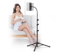 Supporto treppiede per iPad, collo di cigno da 165,1 cm, altezza regolabile, con supporto girevole a 360° per iPhone, iPad Pro, Kindle e tutti i tablet e telefoni da 4,5-12,9 pollici