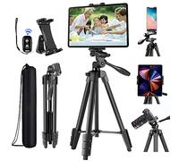 Supporto treppiede per tablet 60 pollici con otturatore remoto per iPad Pro Air Mini 12.9 11 10.5 Surface Galaxy Tab, iPhone, 3,5 a 13,5 pollici telefoni Tablet, registrazione video, fotocamera