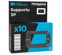 Supporto Tripla Grigio Compatibile con BTicino Livinglight 7003 - Confezione da 10