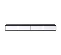 Supporto TV a parete moderno 160-240cm, grande console multimediale di stoccaggio con finitura bianca, unità galleggiante resistente per l'ufficio del soggiorno, montaggio facile, progettazione salvas