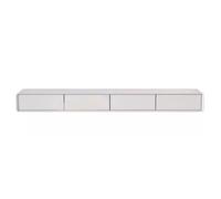 Supporto TV a parete moderno 160-240cm, grande console multimediale di stoccaggio con finitura bianca, unità galleggiante resistente per l'ufficio del soggiorno, montaggio facile, progettazione salvas