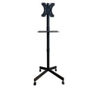 TECHLY 621819 Supporto a Pavimento per TV con Mensola e Base Compatta Salva Spazio Nero