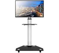 Supporto TV Alto Mobile TV con Contenitore, Supporto TV Universale per Carrello Resistente con Ruote per TV a Schermo Piatto da 30"-80", per Conferenze ad Angolo Soggiorno