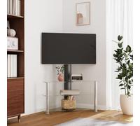 Supporto TV Angolare 3 Livelli per 32-70 Pollici Nero e Argento Mobile Sotto Tv Mobile Tv Soggiorno Mobile Sala Soggiorno Moderno Mobili per Sala Di Ricreazione Sala Giochi Soggiorno Sala Da Pranzo
