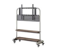 Supporto TV Con Base Girevole, Carrello TV Mobile E Stabile Con Vassoio Portaoggetti E Ruote Bloccabili, Carrello TV Regolabile, Ideale Per Camere Da Letto E Uffici(Silver-D)