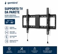 Supporto TV da Parete Inclinabile Gembird 37”-80” - Staffa TV Slim Ultra Sottile per Smart TV LED LCD OLED Plasma, Supporto VESA 600x400, Montaggio a Parete Universale, Tilt Regolabile +3°/-12°,